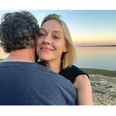 Elen Rhys with her spouse Benjamin Wiles.